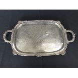 15" x 20.5" Handled Silver Plate Serving Tray