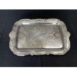 13" x 19.5" Silver Plate Serving Tray w/ Fancy Edge