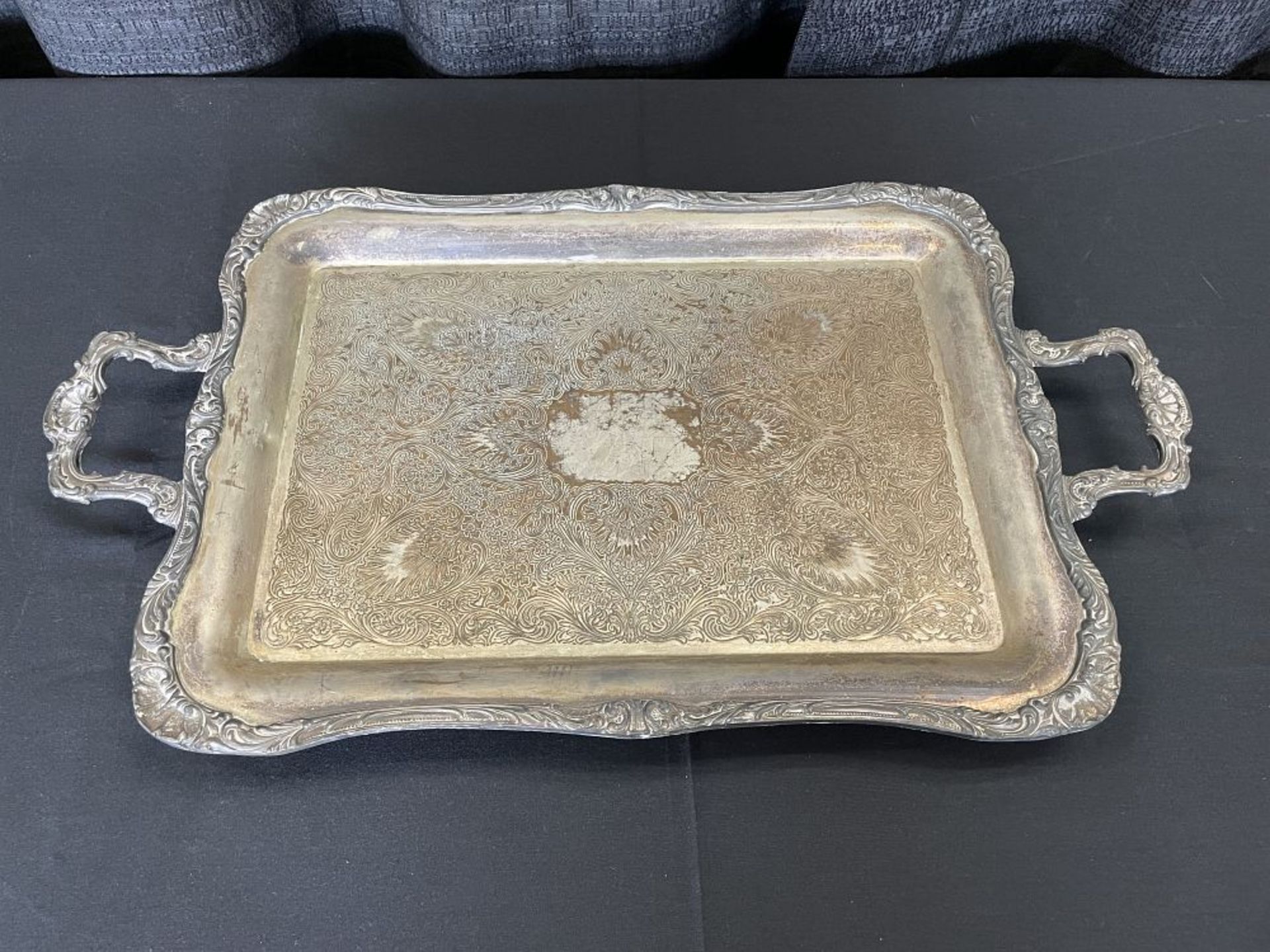 Lot of Various Size Handled Silver Plate Trays including: - Image 3 of 4