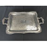 Lot of Various Size Handled Silver Plate Trays including: