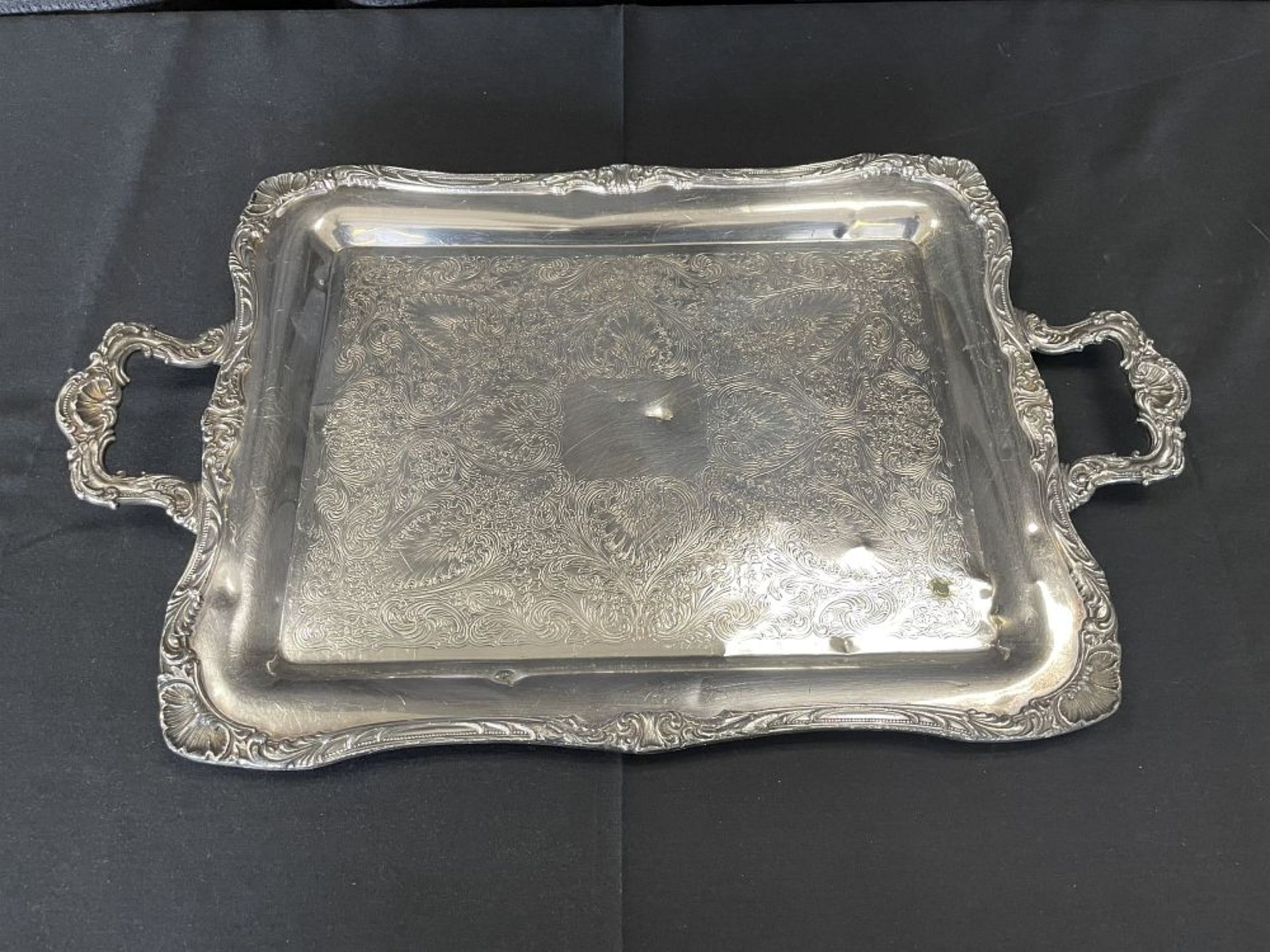 Lot of Various Size Handled Silver Plate Trays including: