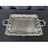 16" x 20" Handled Silver Plate Serving Tray