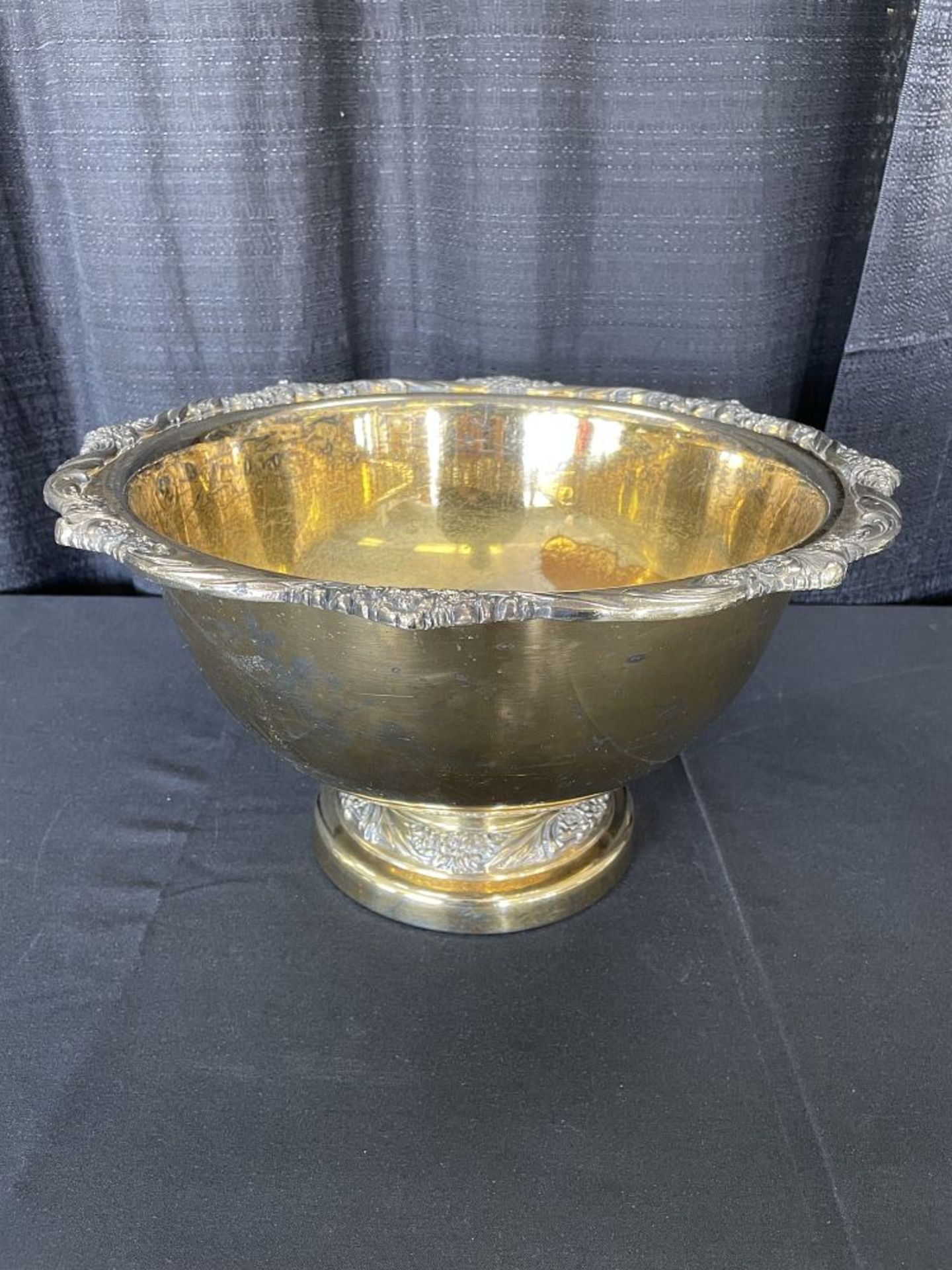 16" Gold Plate Punch Bowl w/ Decorative Edge