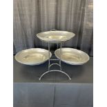21" 3-tier Round Metal Tray w/ Stand
