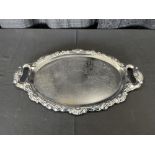 13.5" x 17" Oval Handled Silver Plate Serving Tray