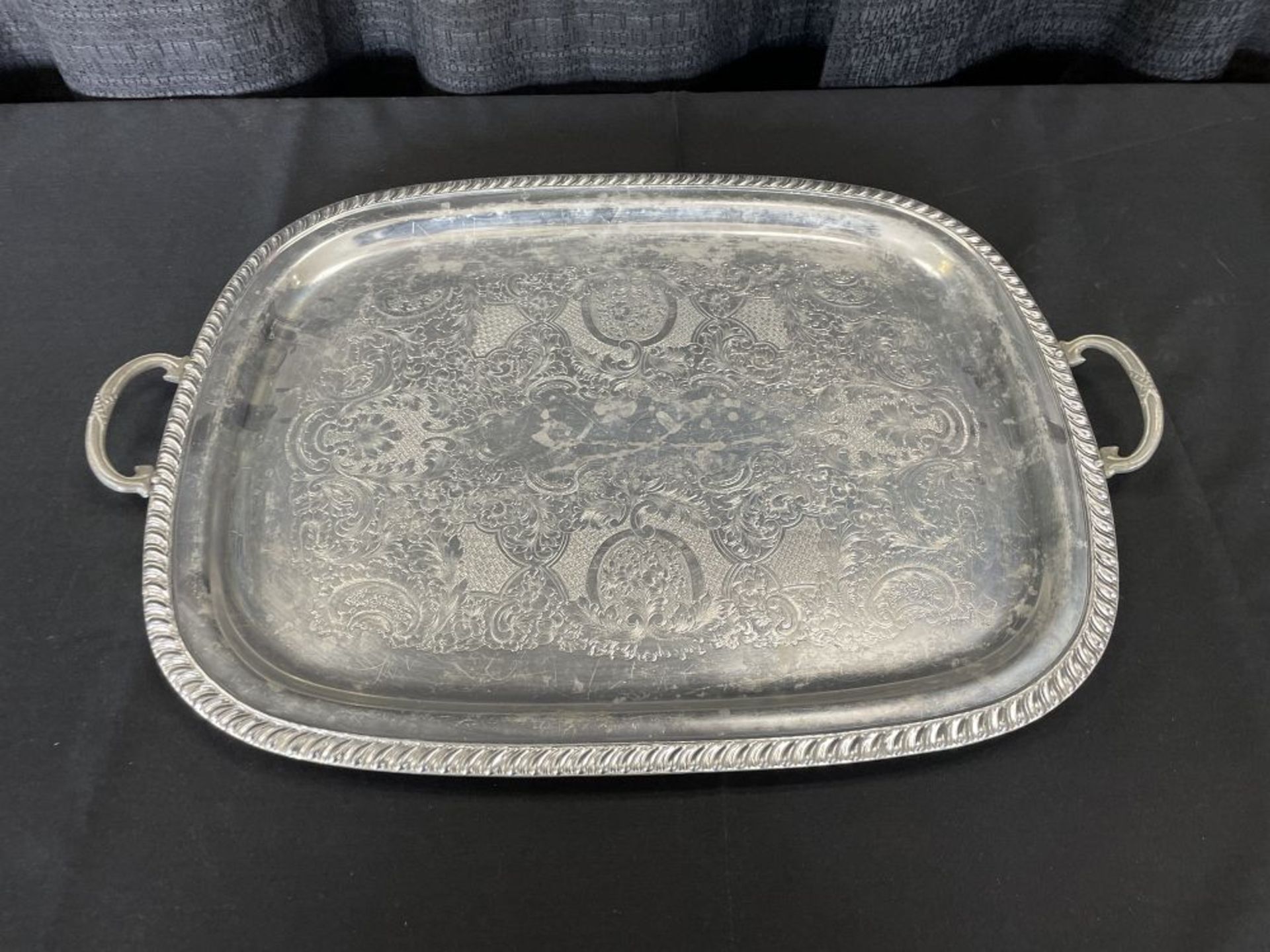 18.5" x 23" Handled Silver Plate Serving Tray