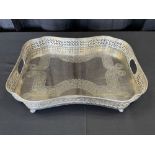Silver Plate Serving Tray w/ Sides