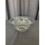 14" Glass Punch Bowl w/ Scalloped Bowl