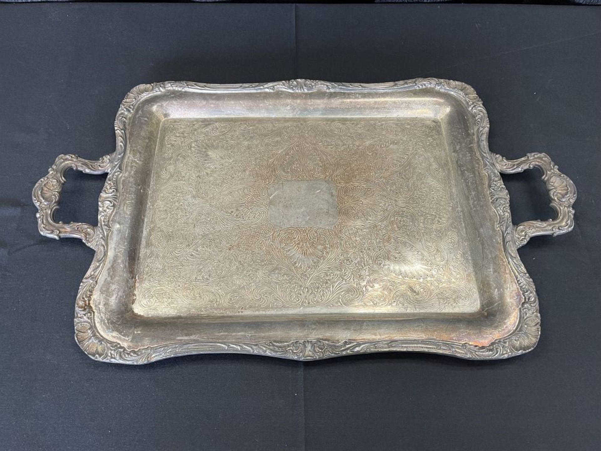 Lot of Various Size Handled Silver Plate Trays including: - Image 4 of 4