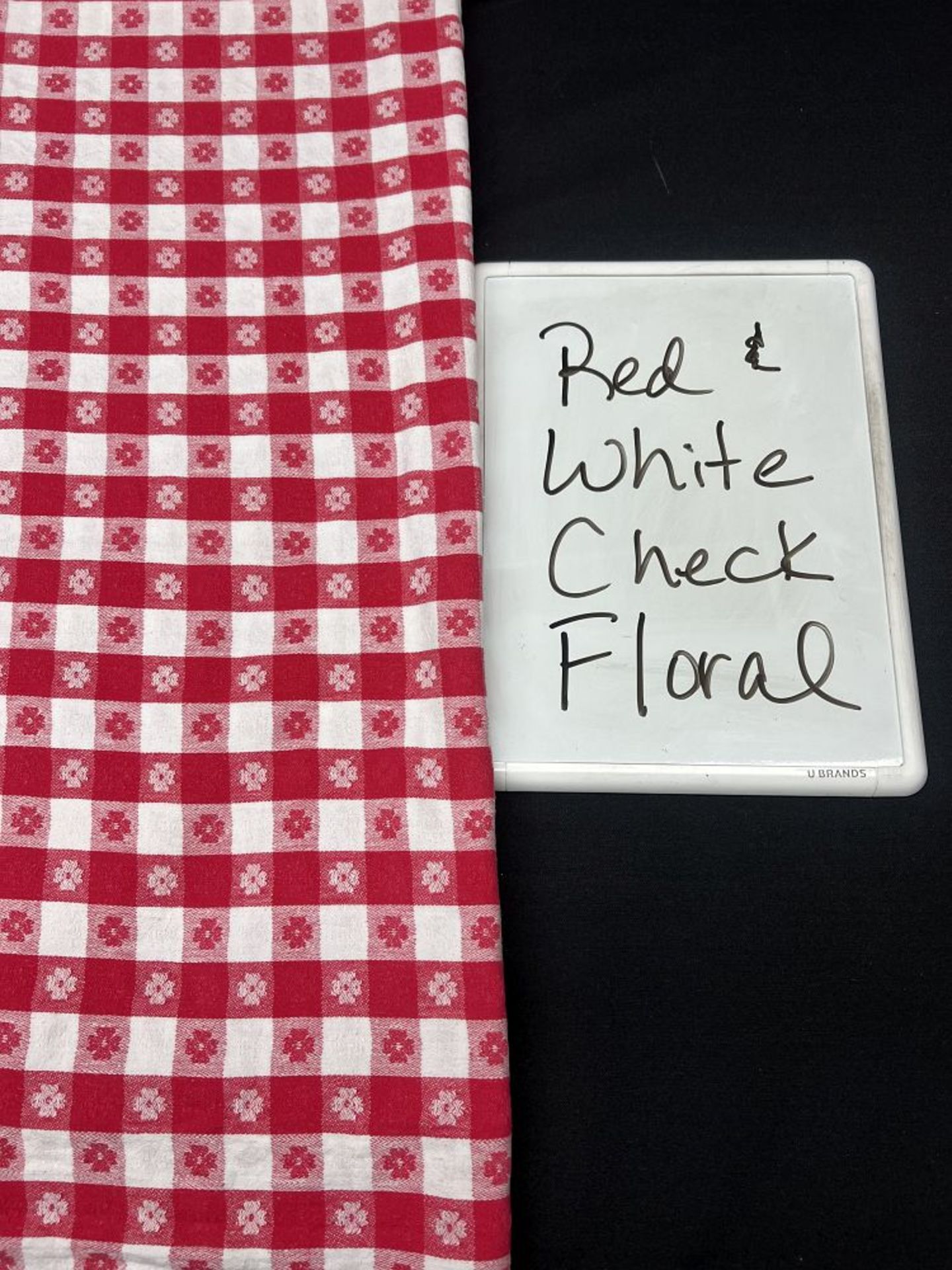 Red Floral Check 60 x 120 Poly Tablecloth