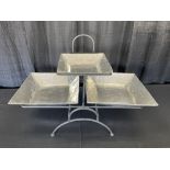 17" & 13" Square Metal Trays on Stand
