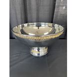 21.5" Stainless Punch Bowl w/ Gold Trim