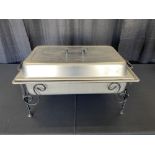 8qt Rect Chafer w/ black iron stand