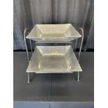17" Double Square Metal Serving Tray on Stand
