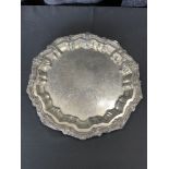 15" Round Silver Plate Serving Tray w/ Fancy Edge