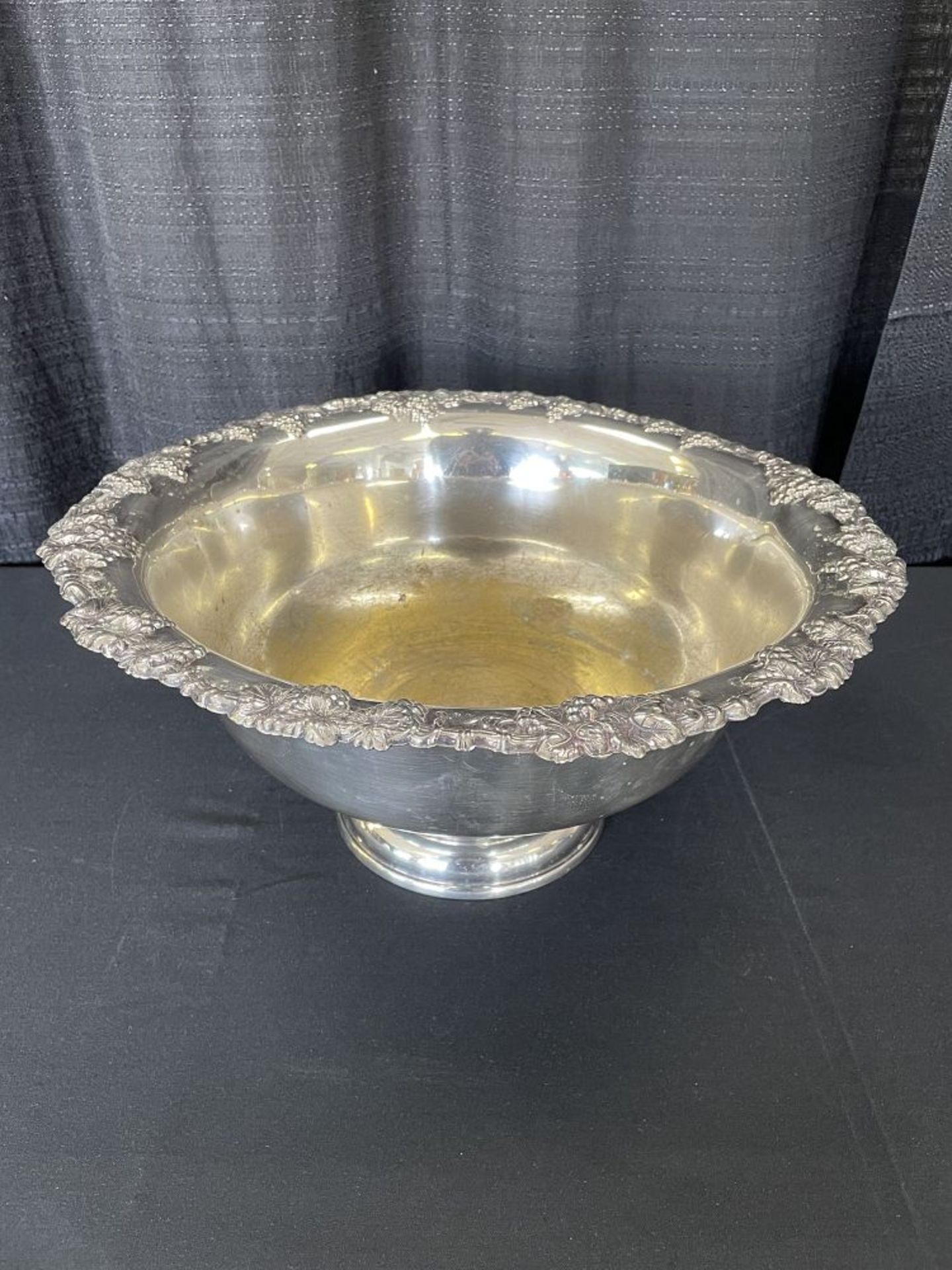 17" Silver Plate Punch Bowl w/ Decorative Edge