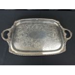 17" x 24" Handled Silver Plate Serving Tray