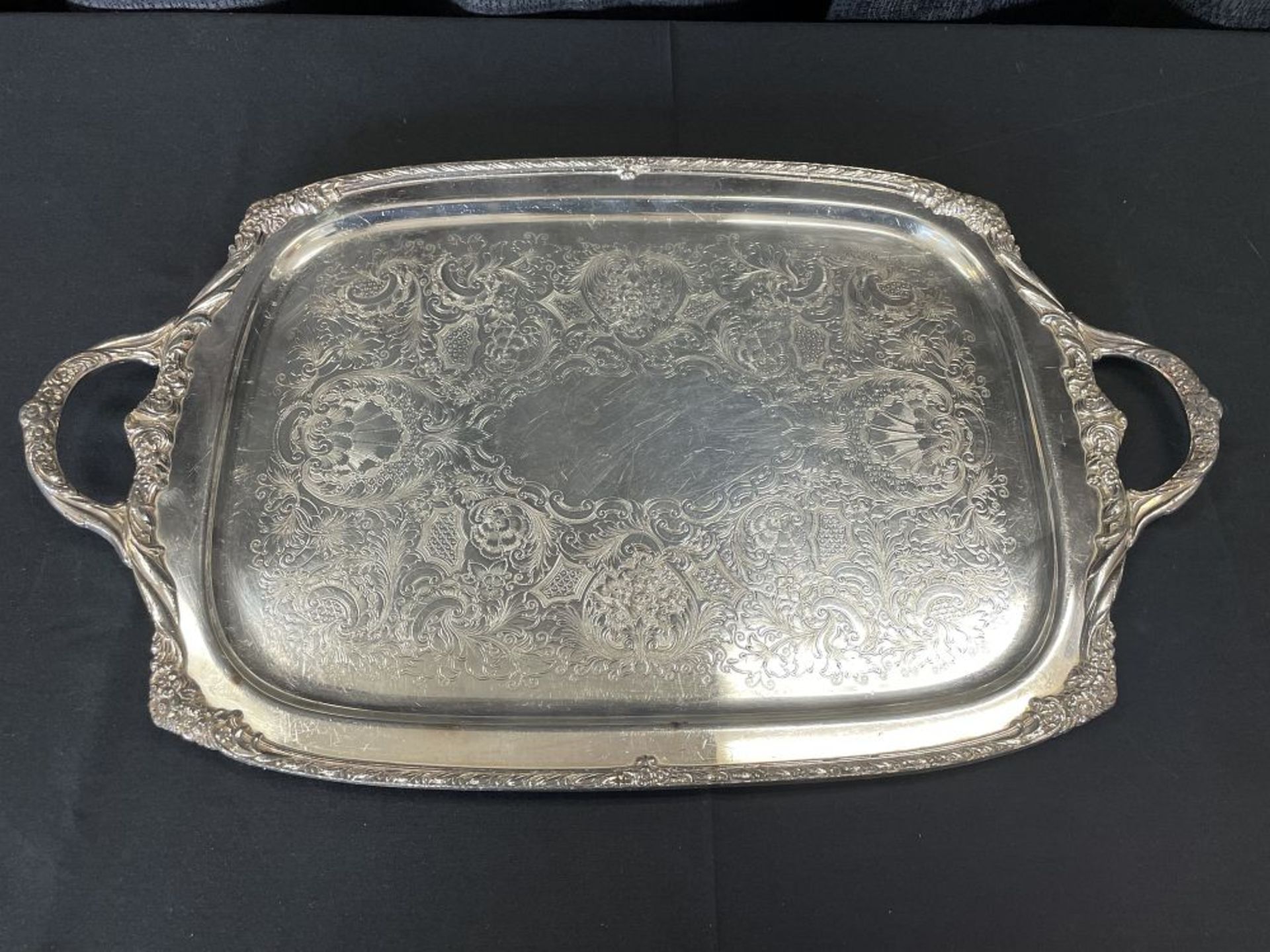 17" x 24" Handled Silver Plate Serving Tray
