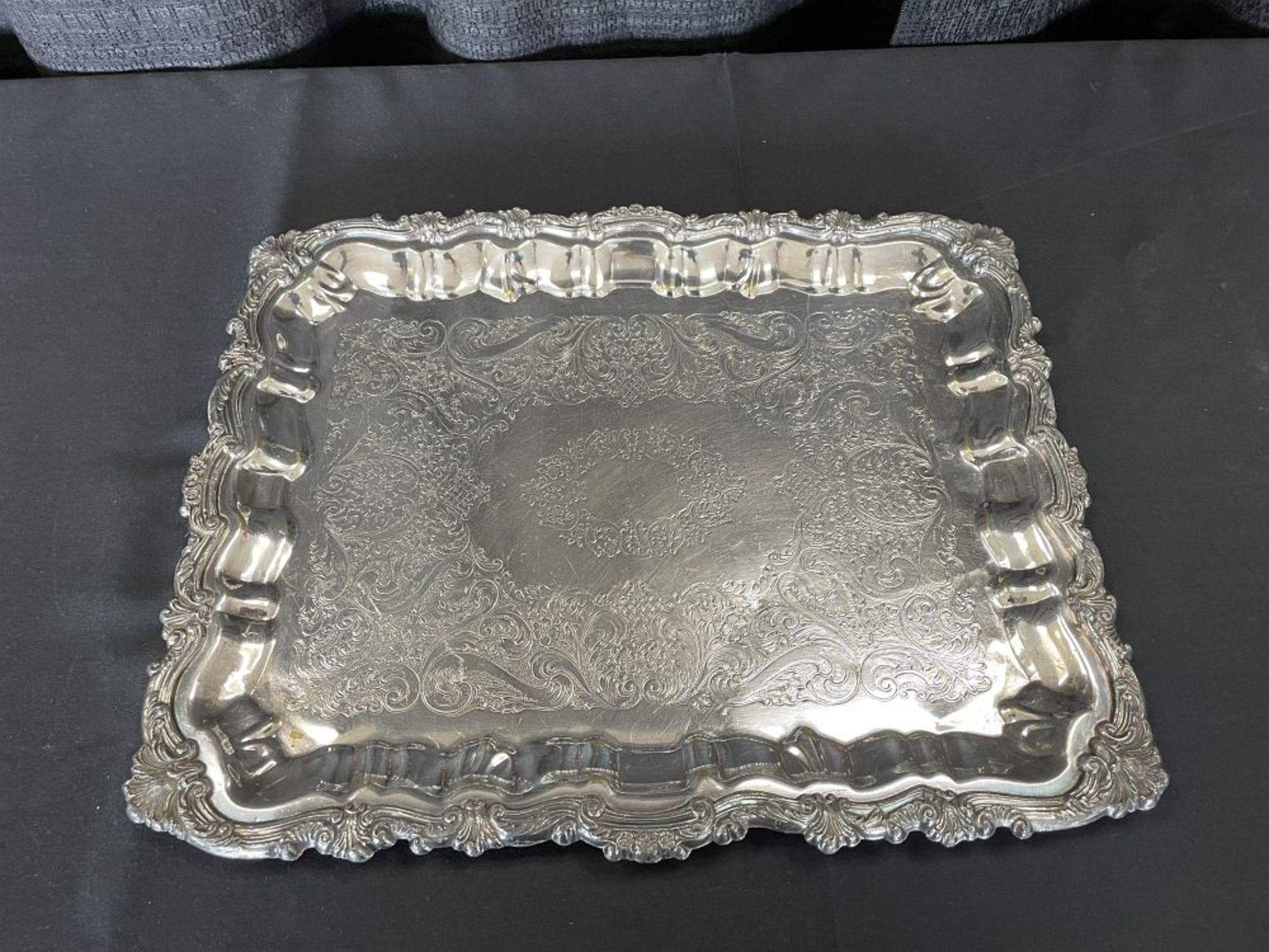 16" x 19.5" Silver Plate Serving Tray