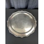 25" Round Handled Serving Tray w/ Fancy Edge