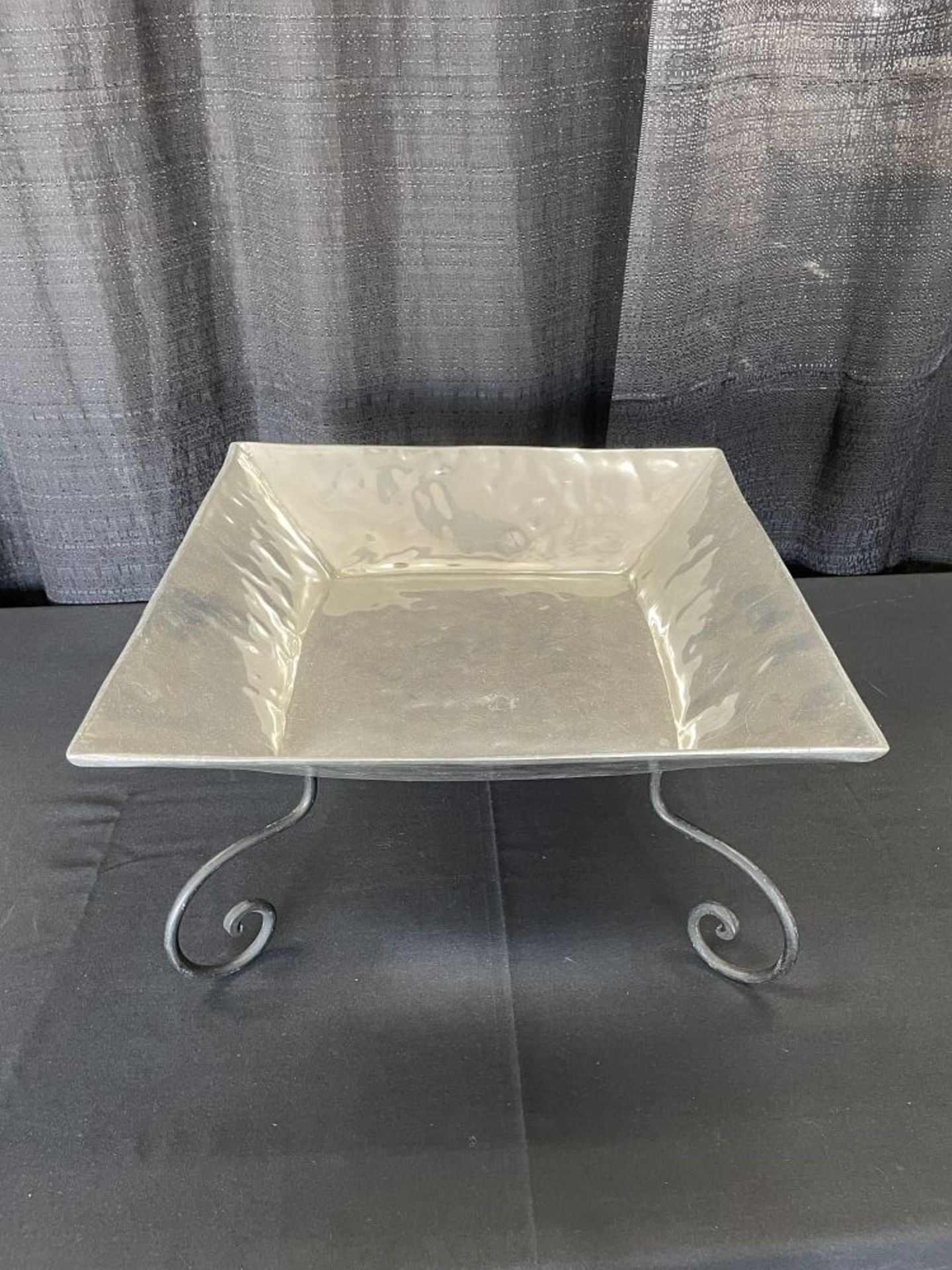17.25" Square Metal Tray on Stand