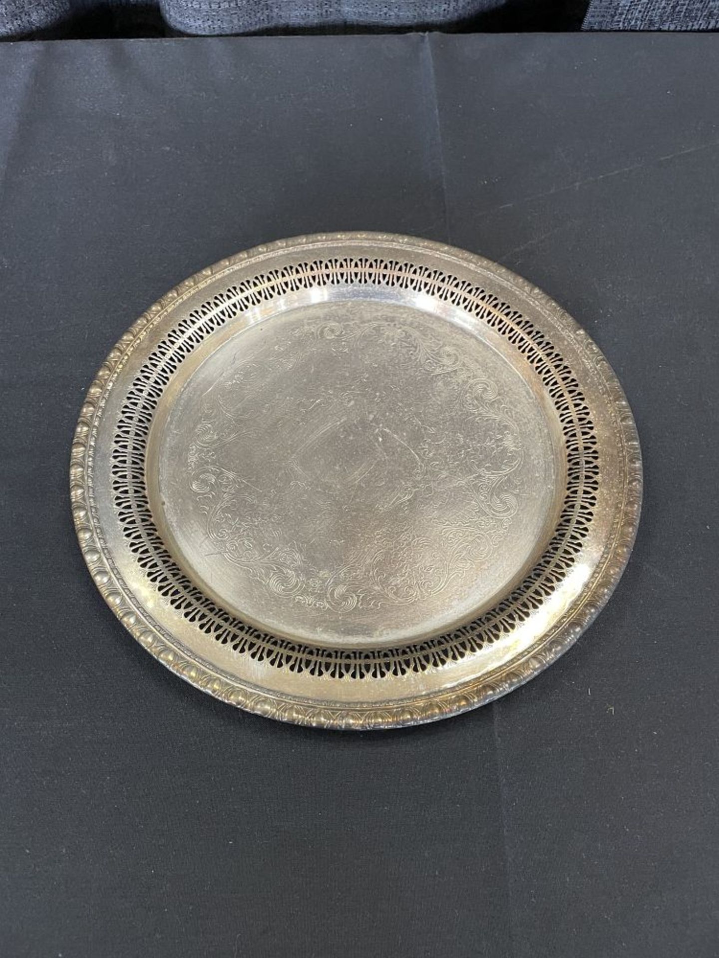 12" Round Silver Plate Serving Tray
