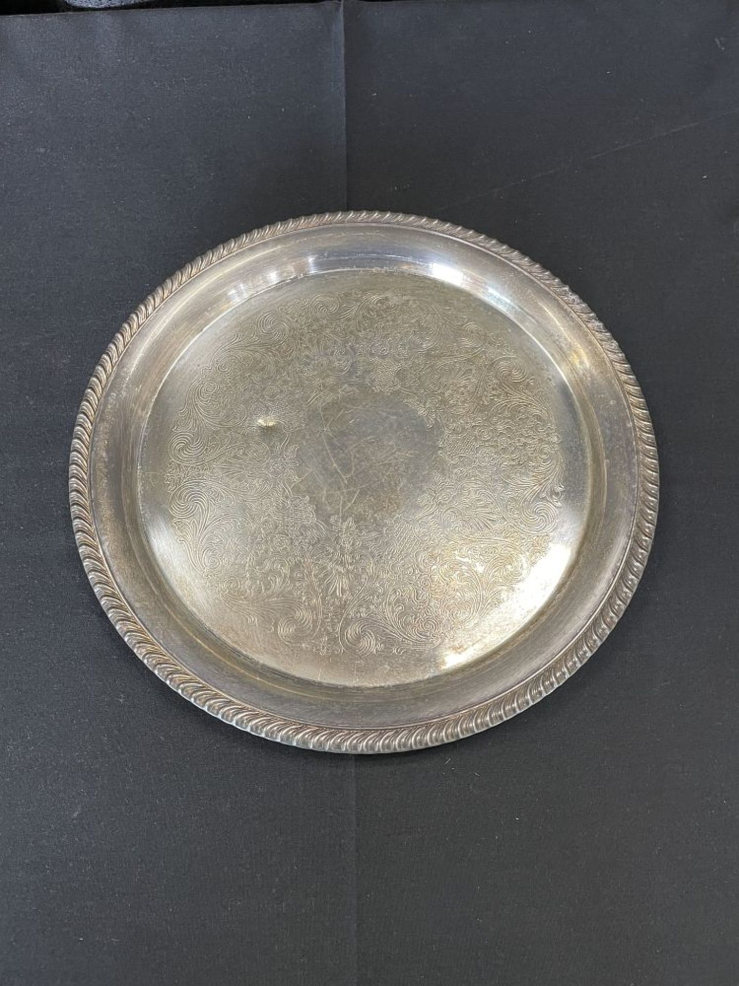 12.5" Round Silver Plate Serving Tray