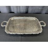 13.5" x 19.5" Handled Silver Plate Serving Tray