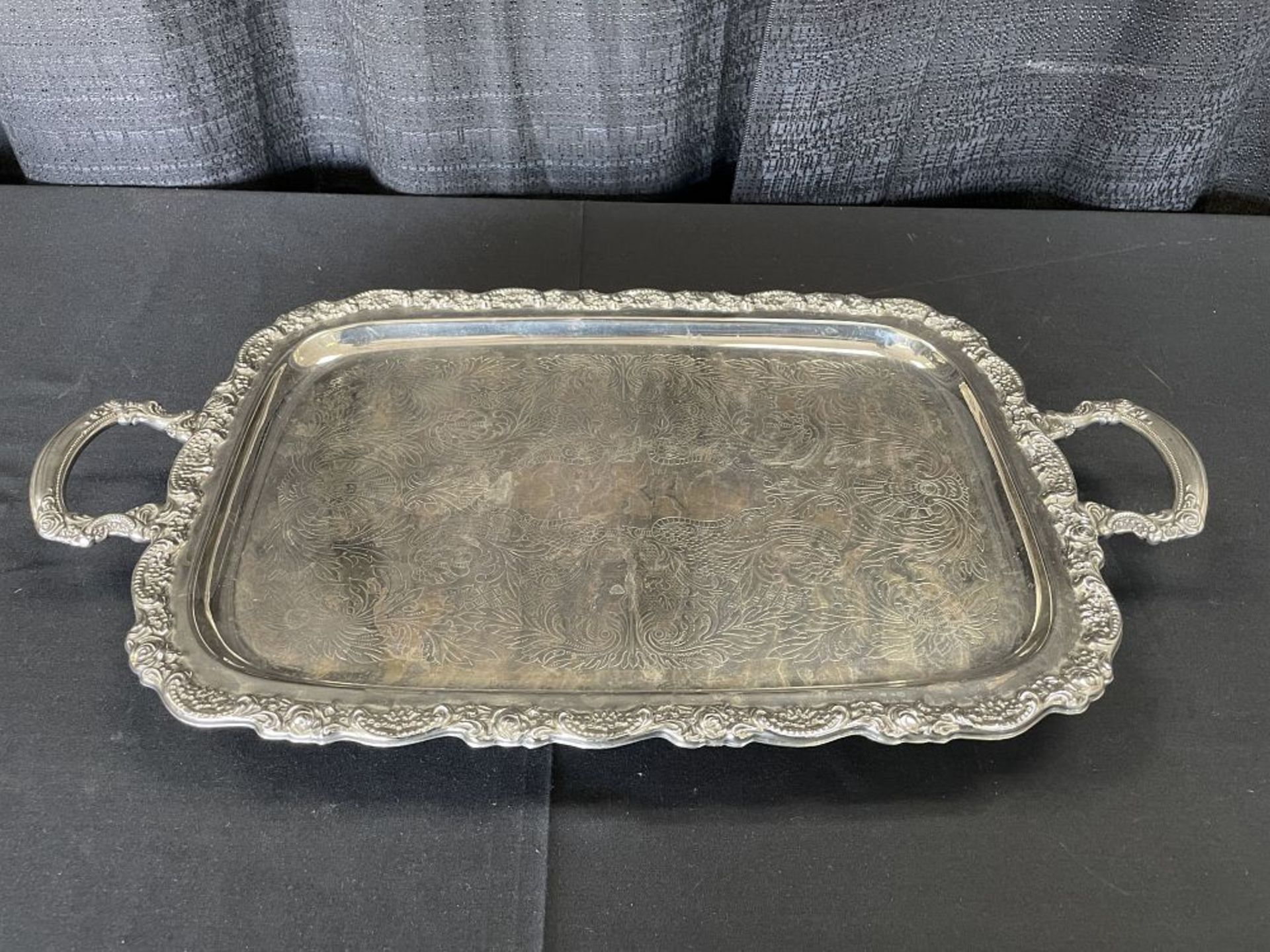 13.5" x 19.5" Handled Silver Plate Serving Tray