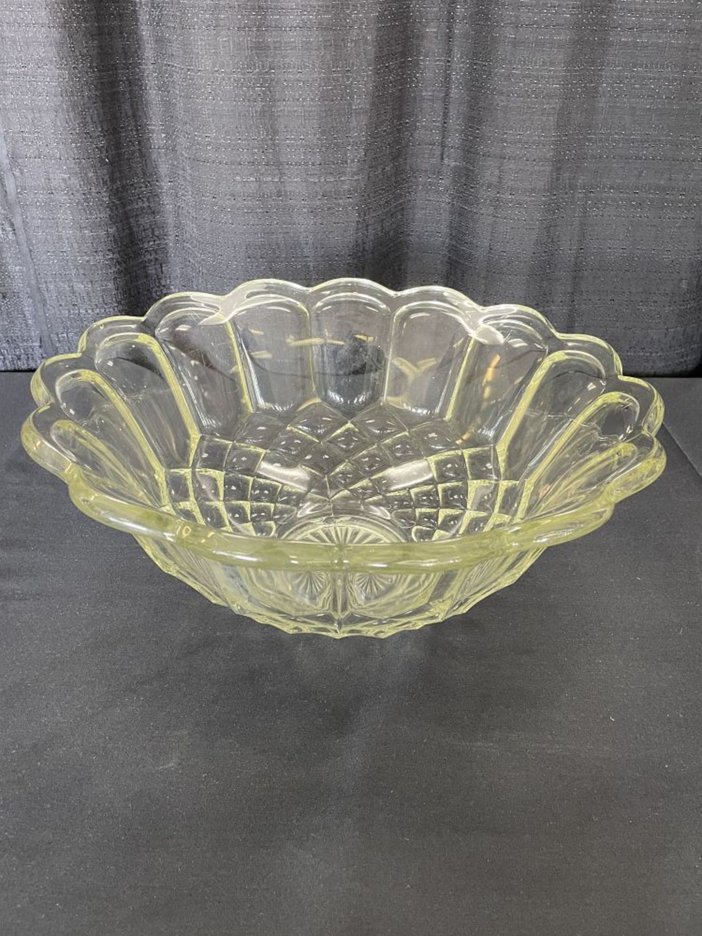 16" Glass Punch Bowl w/ Scalloped Bowl