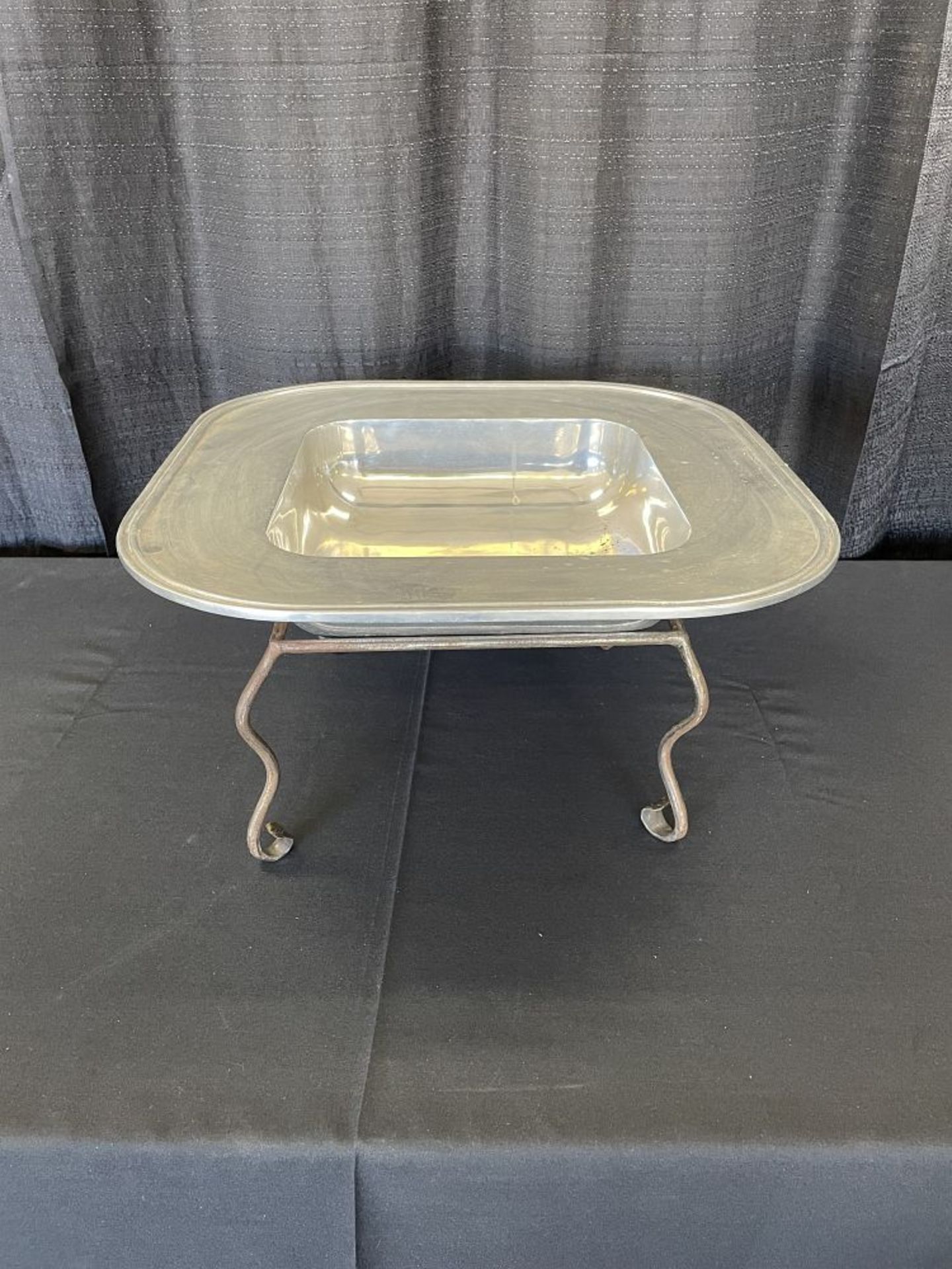 19" Square Metal Serving Tray on Stand