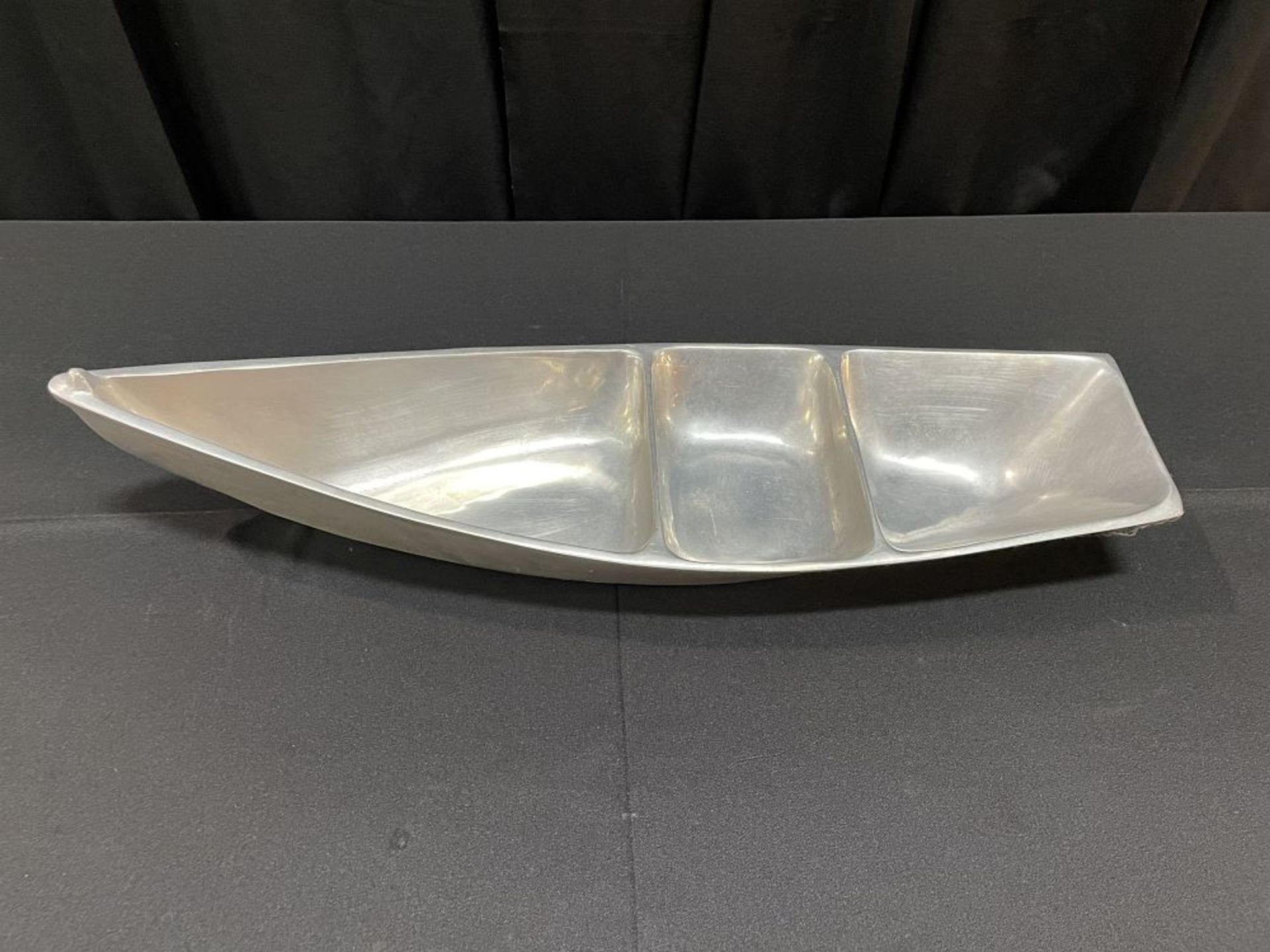 TRAY, PEWTER/BOAT 9X26"