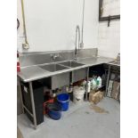 COMMERCIAL SINK, 9'2" LONG, SINKS ARE 18" X 21" X 13.75"