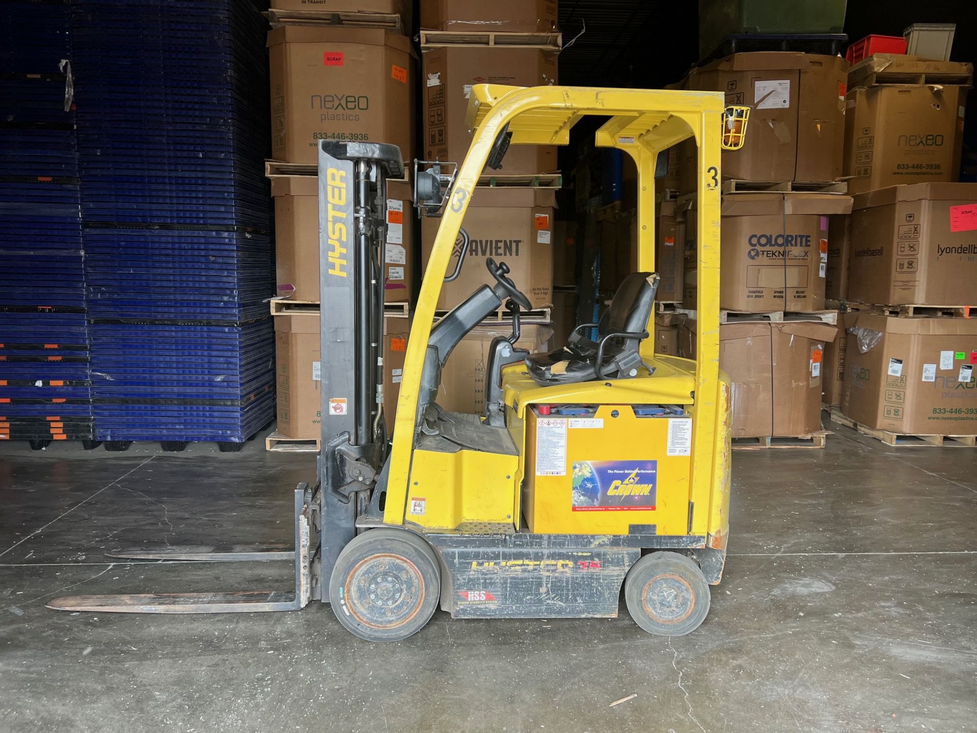 HYSTER 35 ELECTRIC FORKLIFT, MODEL E 35XN, HRS-10724