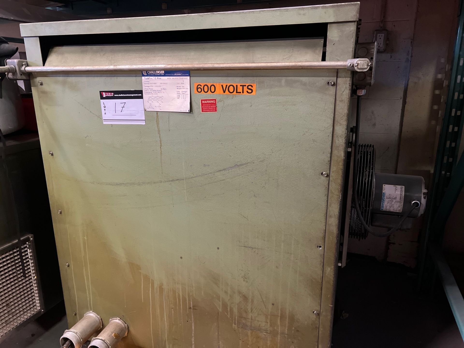 CHALLENGER TRANSFORMER, MODEL 38 N, KVA 187, VOLTAGE 575, WEIGHT 1200 - Image 3 of 4