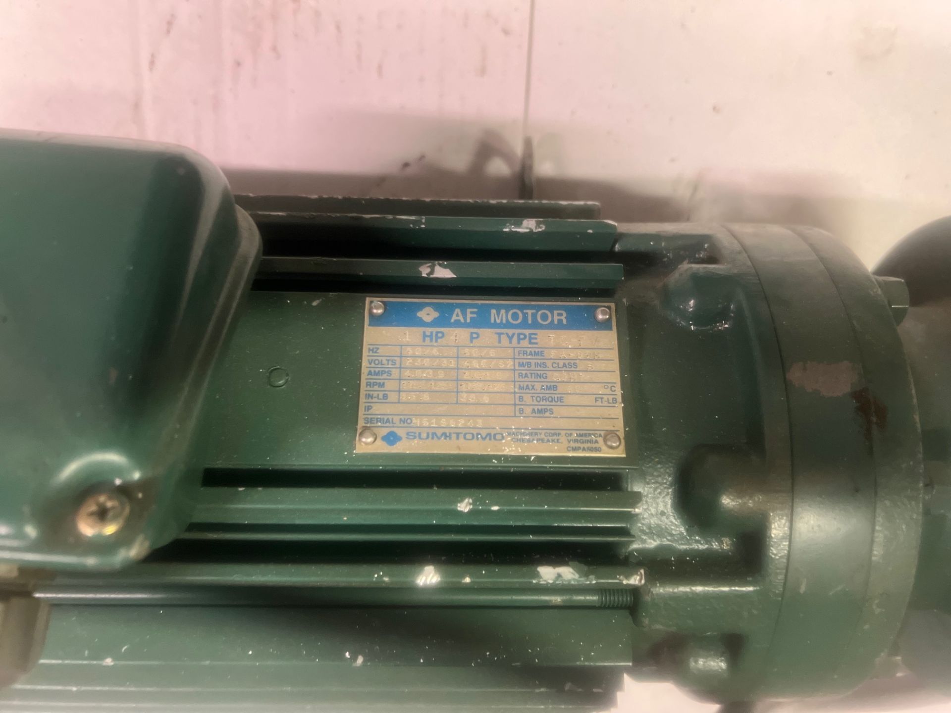 230V, 4 AMP, 1 HP AF MOTOR, SERIAL NUMBER M6198243 - Image 2 of 3