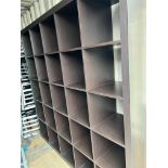 73"X 15" X 73", CHOCOLATE BROWN BOOKCASE, 25 CUBES