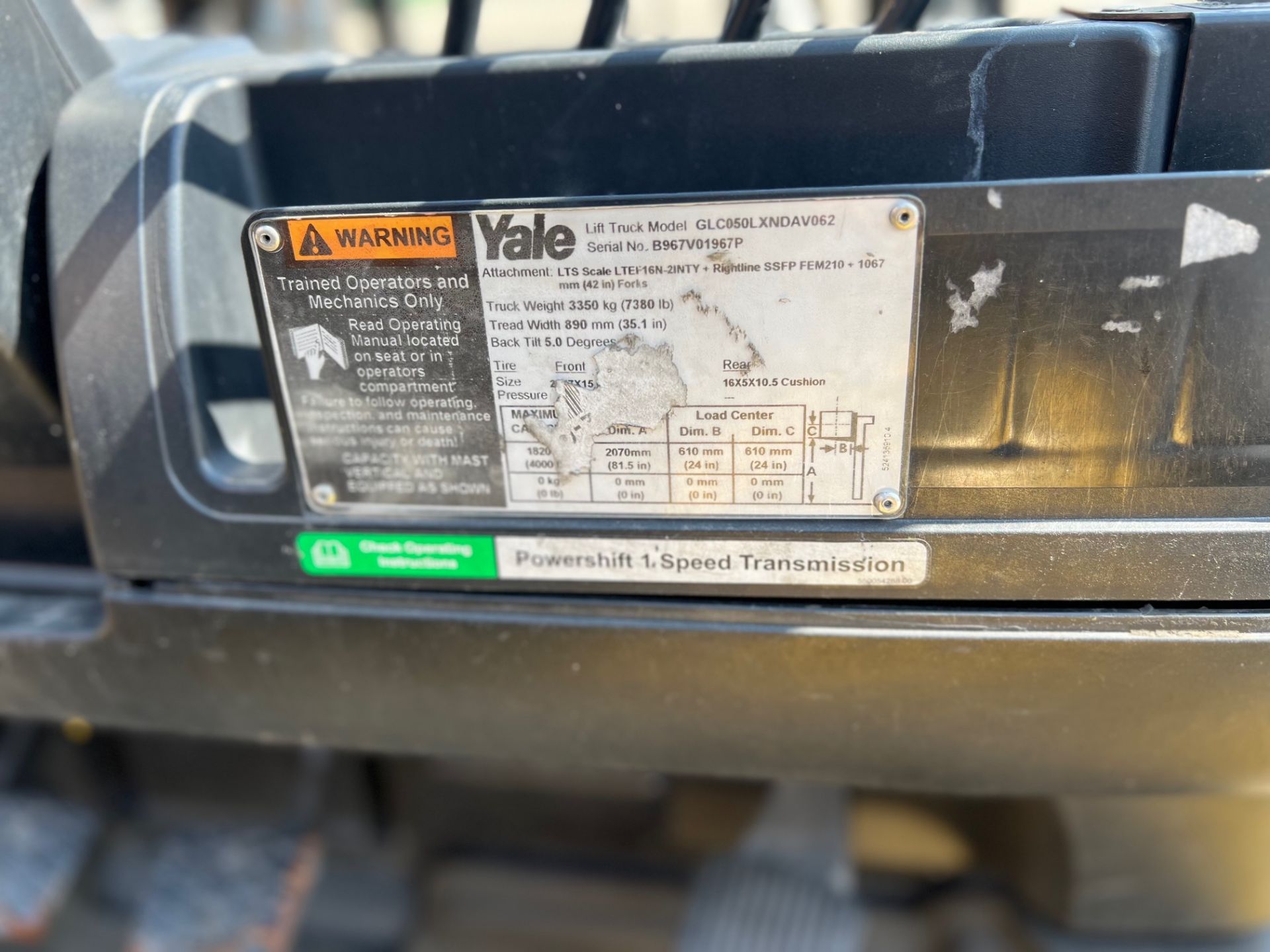 2016 YALE PROPANE FORKLIFT, 2016, MODEL GLC050LXNDAV062 - Image 3 of 6