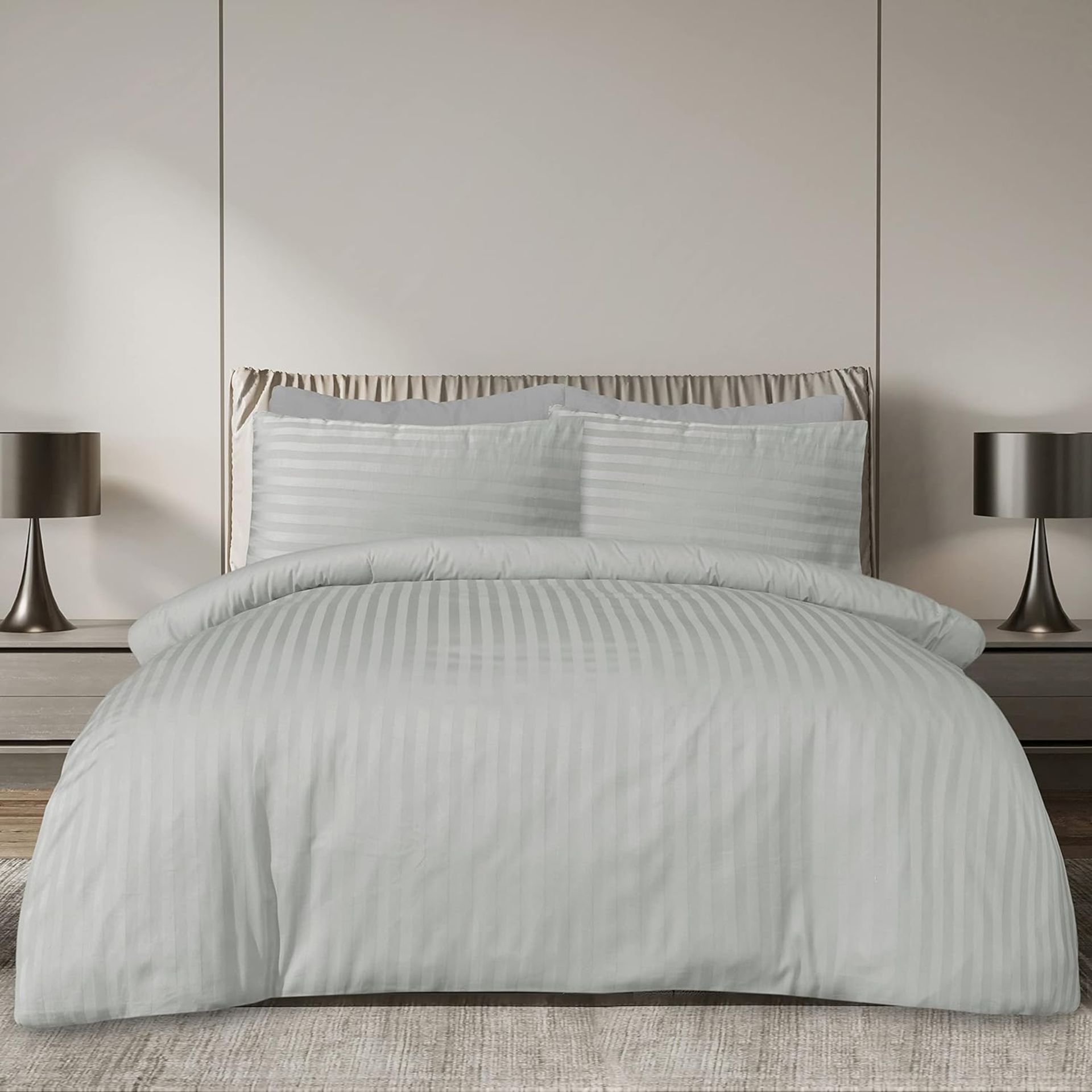7x NEW & PACKAGED SLEEPDOWN Hotel Collection 225 Thread Count Satin Stripe DOUBLE Duvet Set -