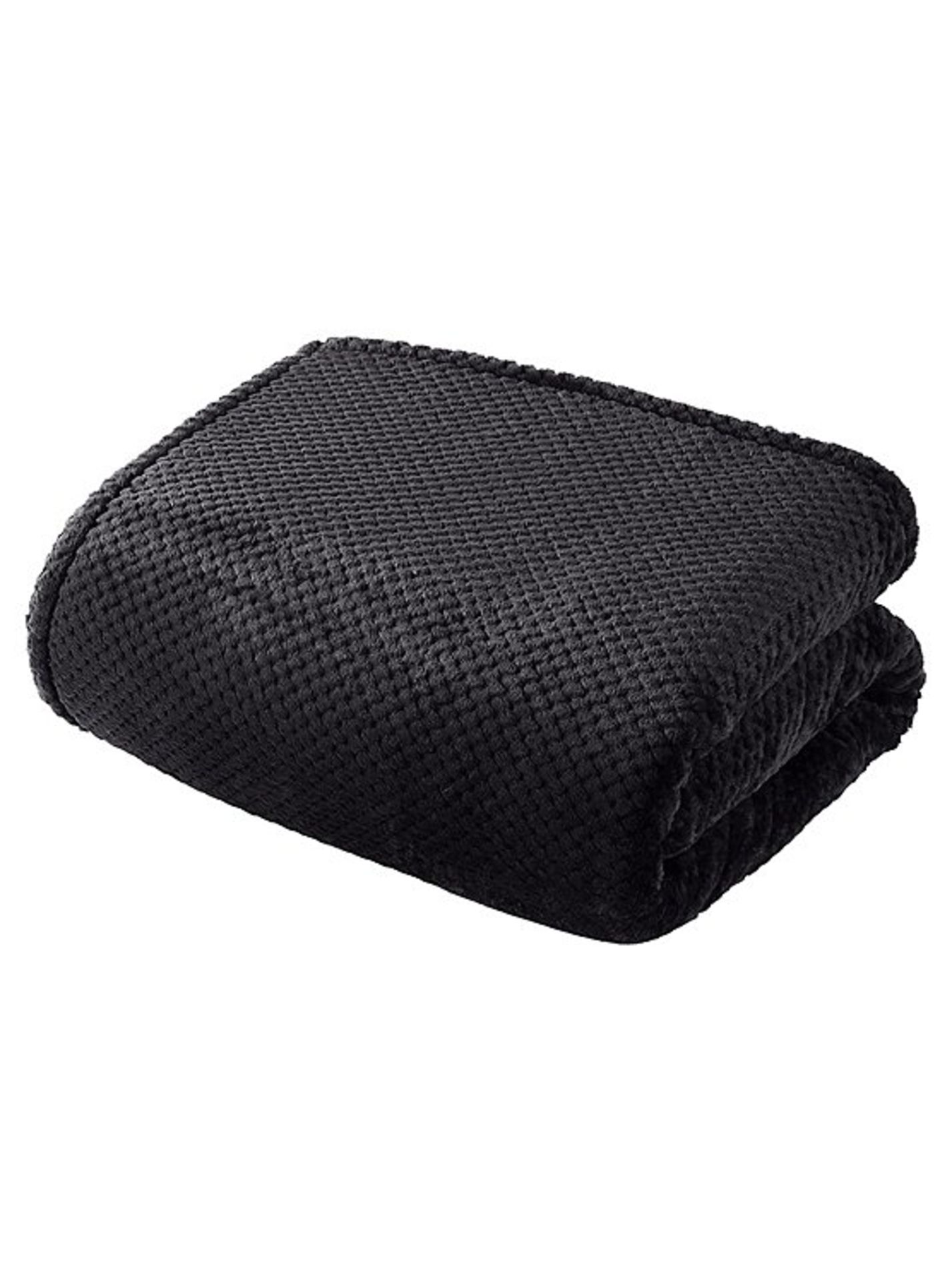 10x NEW & PACKAGED SLEEPDOWN Cosy Collection Soft Touch Waffle Fleece Throw 150 x 200cm - BLACK. RRP - Image 2 of 2