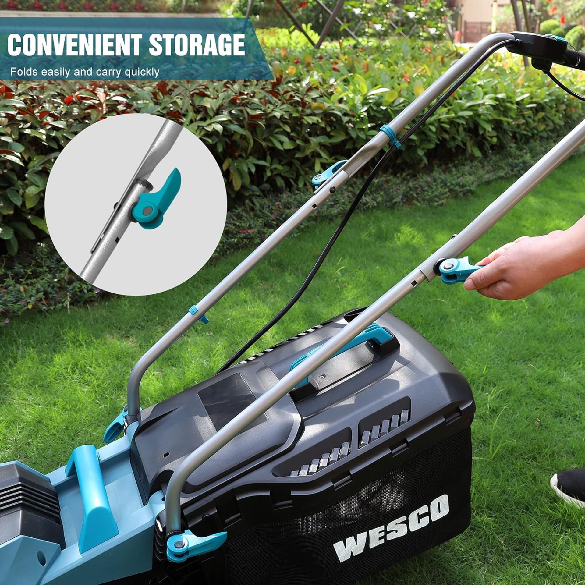 NEW & BOXED WESCO 36V 34cm Cordless Mower. RRP £179.99. 36V cordless lawnmower with 2*4.0Ah - Image 4 of 6