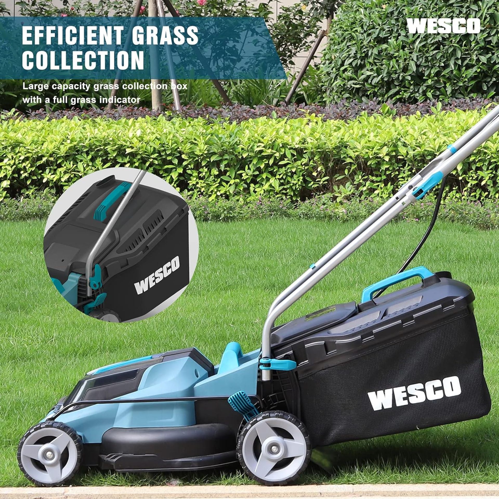 NEW & BOXED WESCO 36V 34cm Cordless Mower. RRP £179.99. 36V cordless lawnmower with 2*4.0Ah - Image 3 of 6