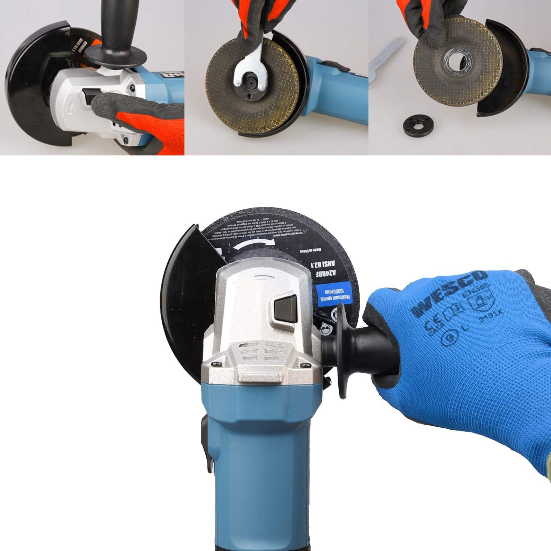 2x NEW & BOXED WESCO 750W 115mm Professional Angle Grinder. RRP £39.99 EACH. Powerful angle grinder: - Image 3 of 6