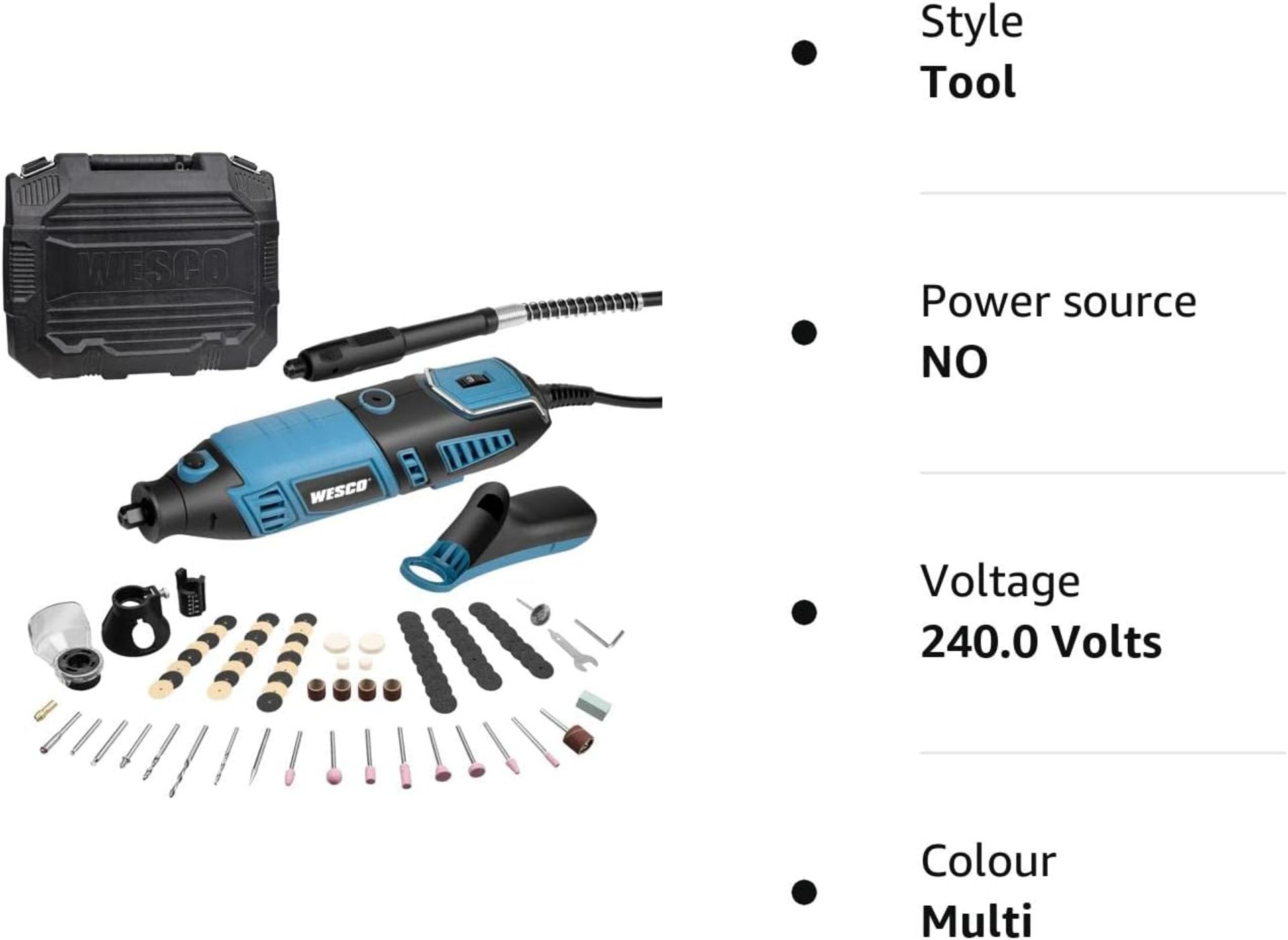 4x NEW & BOXED WESCO 160W Rotary Tool Mini Drill Kit with Flexible Shaft & Accessories. RRP £39.99 - Image 6 of 6