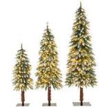 Artificial Xmas Tree Set of 3 with PVC Branch Tips and Warm White LED Lights. - R13.10