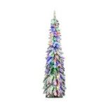 Snow-Flocked Slim Pencil Christmas Tree with 11 Lighting Modes-5FT. - R13.16.