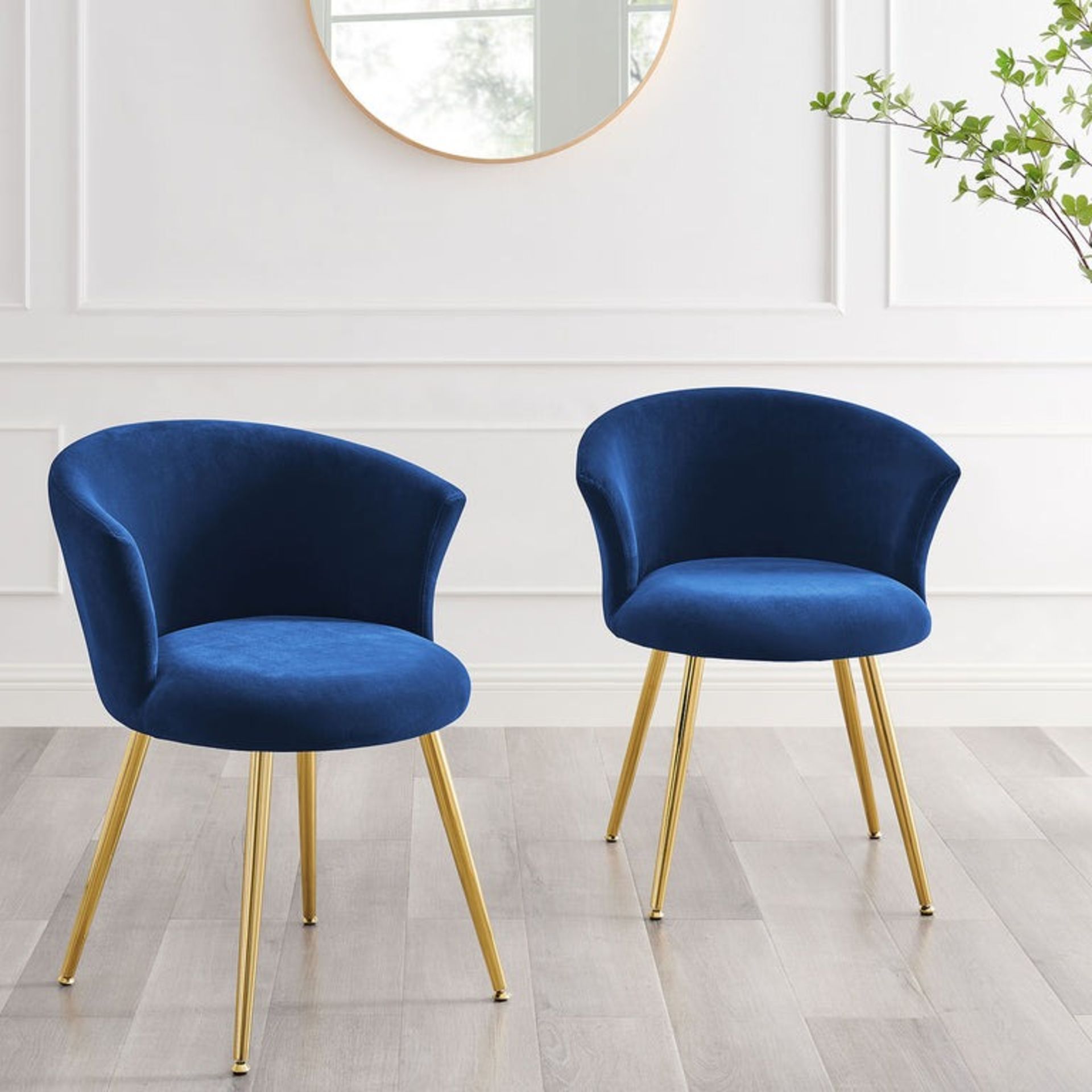 Kylie Set of 2 Blue Velvet Dining Chairs (R23) RRP £179.99