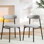 Donna Set of 2 Light Grey Boucle Dining Chairs (R23) RRP £149.99