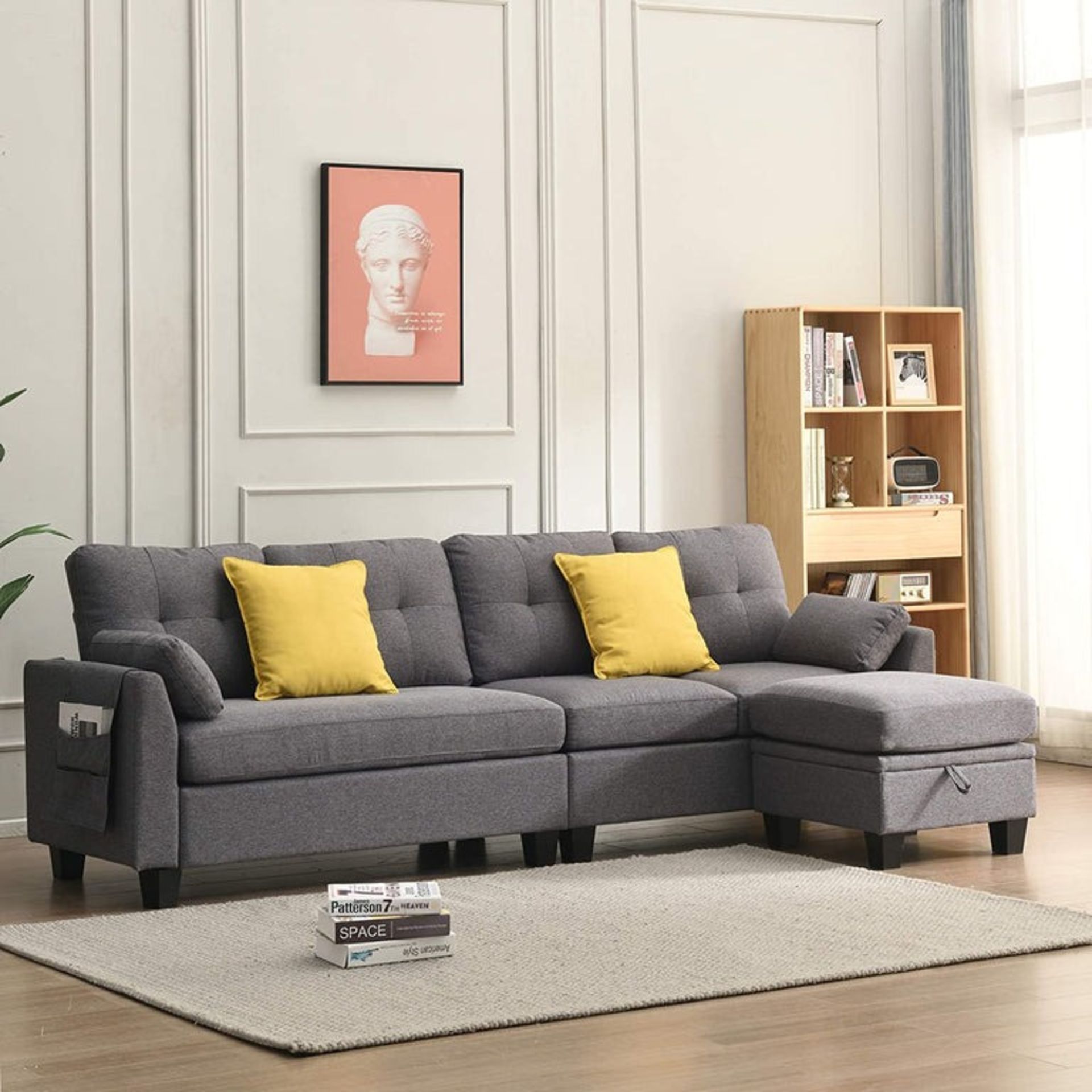 Brunswick Large 4-Seater Storage Chaise Sofa in Dark Grey (R31) RRP £799.99