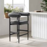 Fulbourn Charcoal Boucle Counter Stool with Black Metal Legs (R30) RRP £159.99